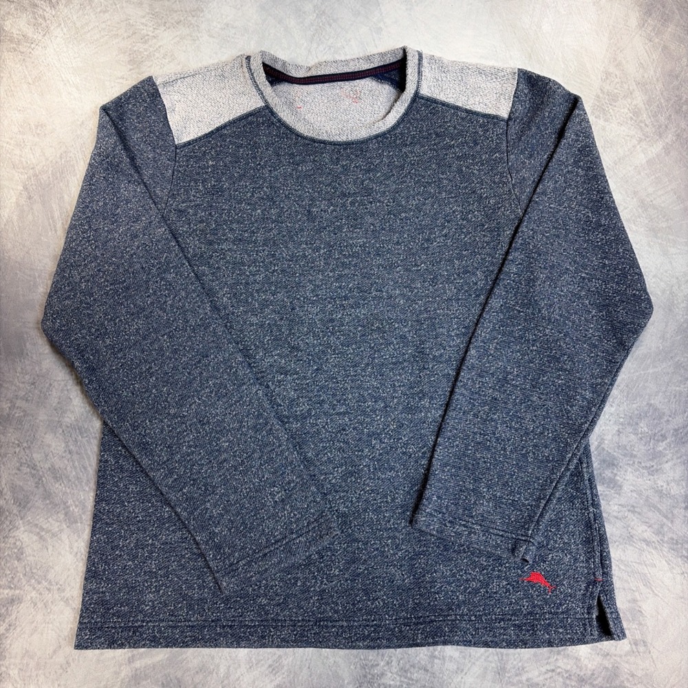 Tommy Bahama Pullover Mens Medium Blue Heathered Long Sleeve Marl Crew Neck Top